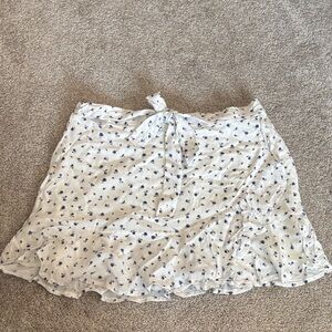 Altar'd State White and Blue Floral Mini Skirt